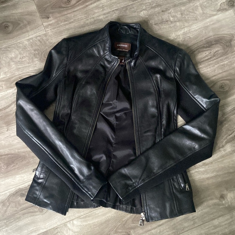 Danier Black Leather Jacket - Women’s Size 3XS